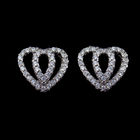 Heart / Flower Shaped Silver Cubic Zirconia Earrings For Woman / 925 Sterling Silver Earrings