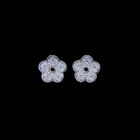 Personalized Silver Cubic Zirconia Earrings , Zircon Copper Flower Charm Cute Stud Earrings For Women
