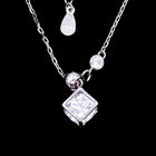 3D Heart Shape Cross Necklace Chain And Hanging Zircon Shining Stone Sterling Silver