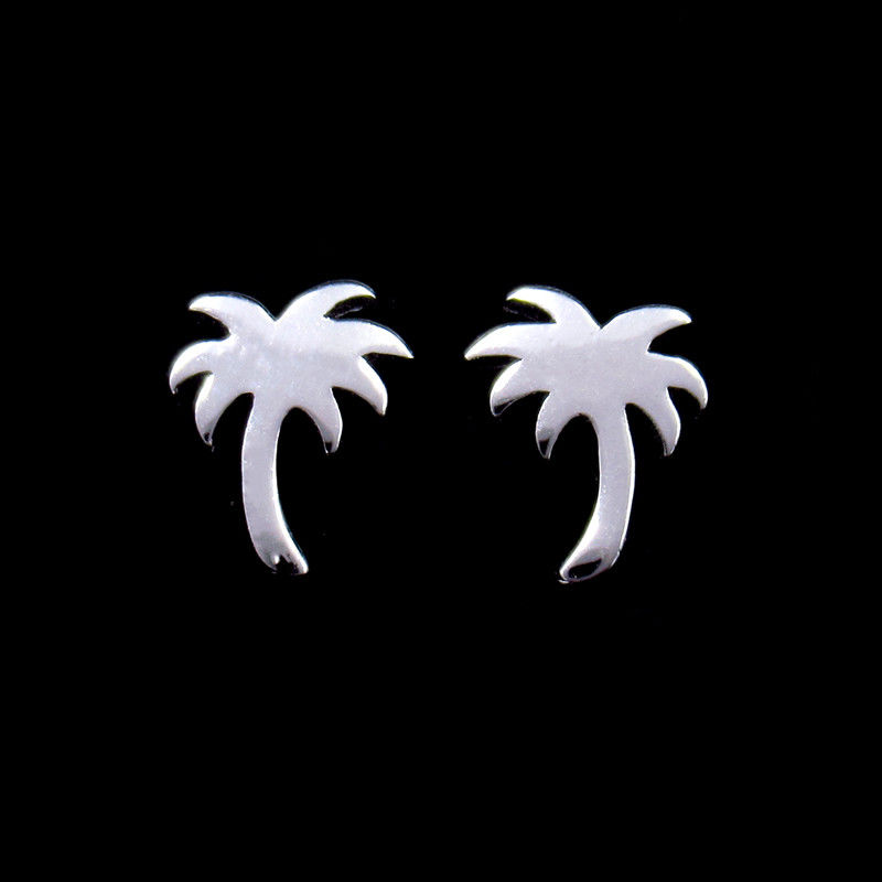 Ocean Coconut Tree Plain 925 Silver Earrings Plant Accessory / Engagement Jewellery